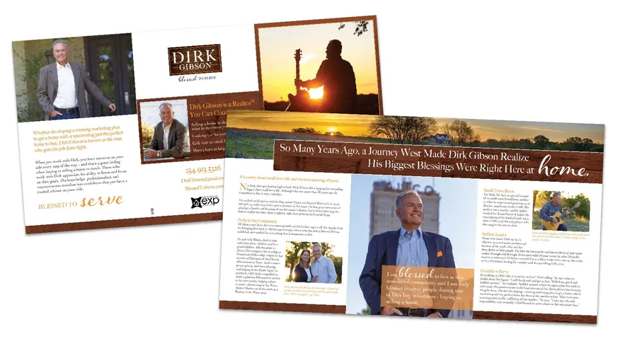 Dirk Gibson marketing work: Blessed To Serve brochure