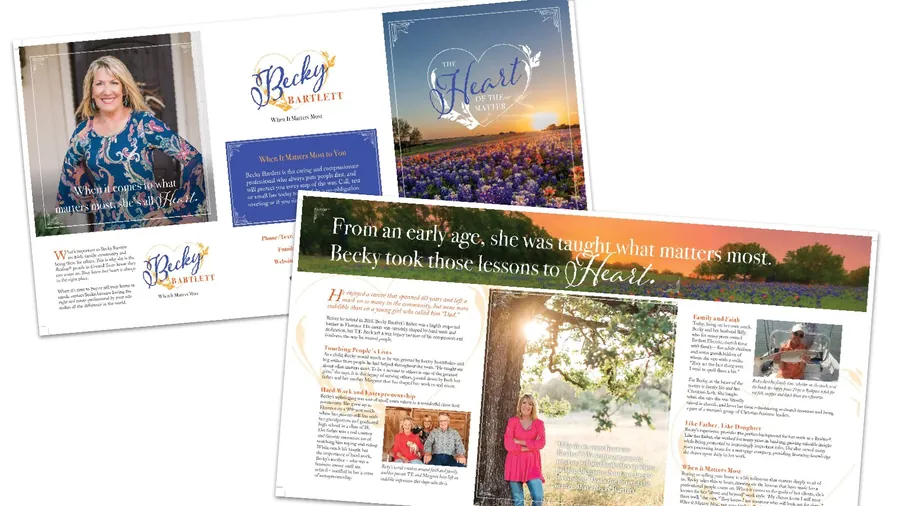 Becky Bartlett marketing work: Personal story brochure