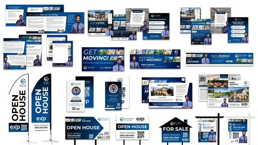 Kairo Jackson marketing work: Signs, flags and open house presence